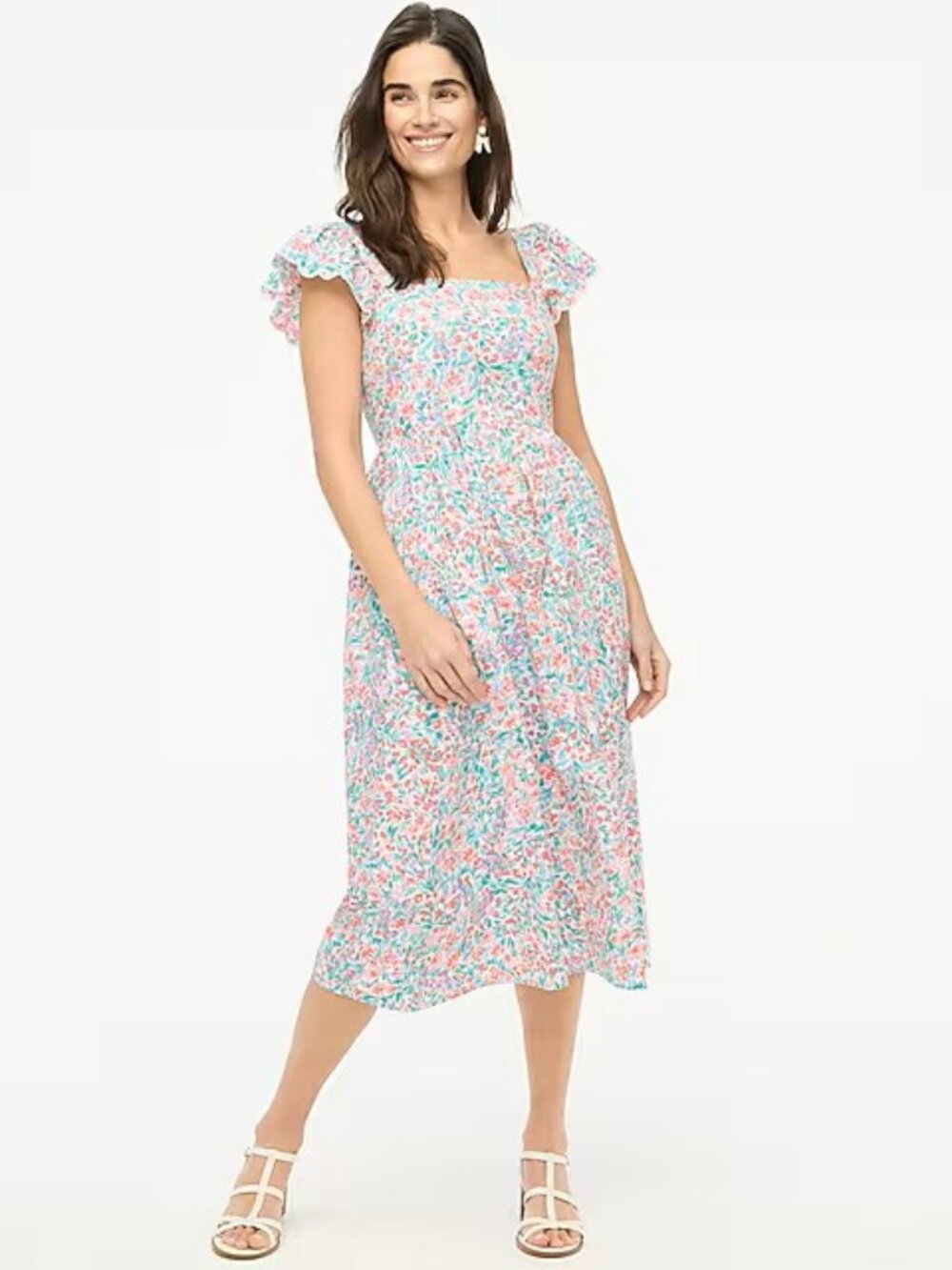 BNWT J. Crew Ruffle-sleeve midi dress